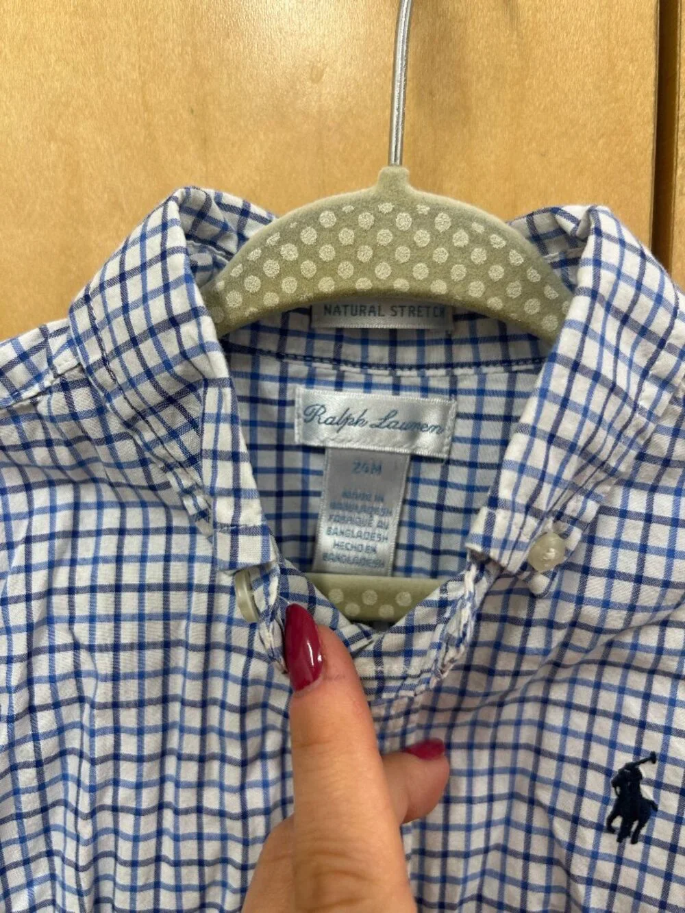 Ralph Lauren Boys' Natural Stretch Plaid Button Down Shirt Baby (Size 24M)